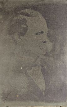 George Taylor Halftone Profile Type-high relief plate of company co-founder George Taylor.