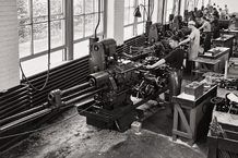 Instrument Assembly & Benchwork Working on lathes at the Ames Street plant.