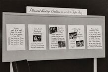Employee Policy & Club Exhibit Board Close-up of exhibit board detailing the Quarter Century Club (founded 1921), Fellowship Club (founded 1918), and workforce service records.