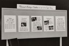 Employee Policy & Club Exhibit Board Detail of exhibit board honoring the Quarter Century Club (est. 1921) and Fellowship Club (est. 1918).